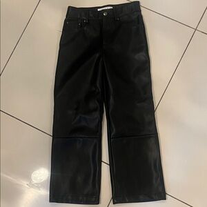 Zara Black Faux Leather Wide-Leg Pants